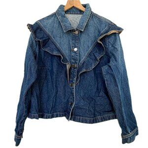 torrid Dark Blue Denim Ruffle Jean Jacket